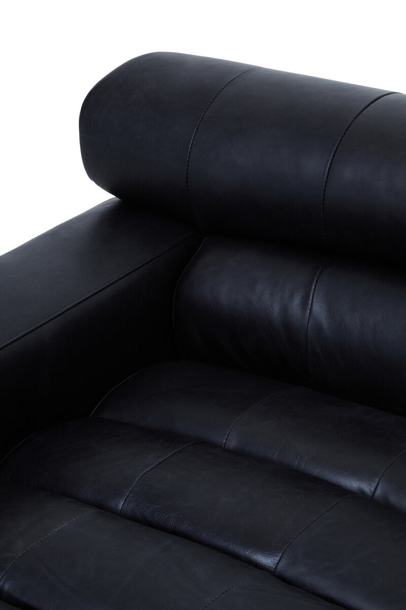 Antique Black Left Arm Leather Modular Chaise Sofa, King