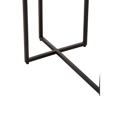 Smoked Mirror Top 2-Tier Side Table with Black Asymmetric Metal Frame, Cercle