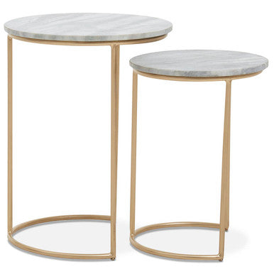 Mandoli Nest Of 2 Natural Marble Side Table