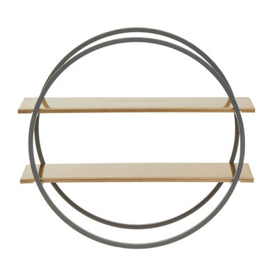 Korba Matte Gold Finish and Grey 2 Tier Wall Shelf