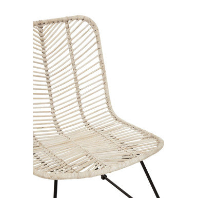 Java Natural Rattan Black Metal Chair