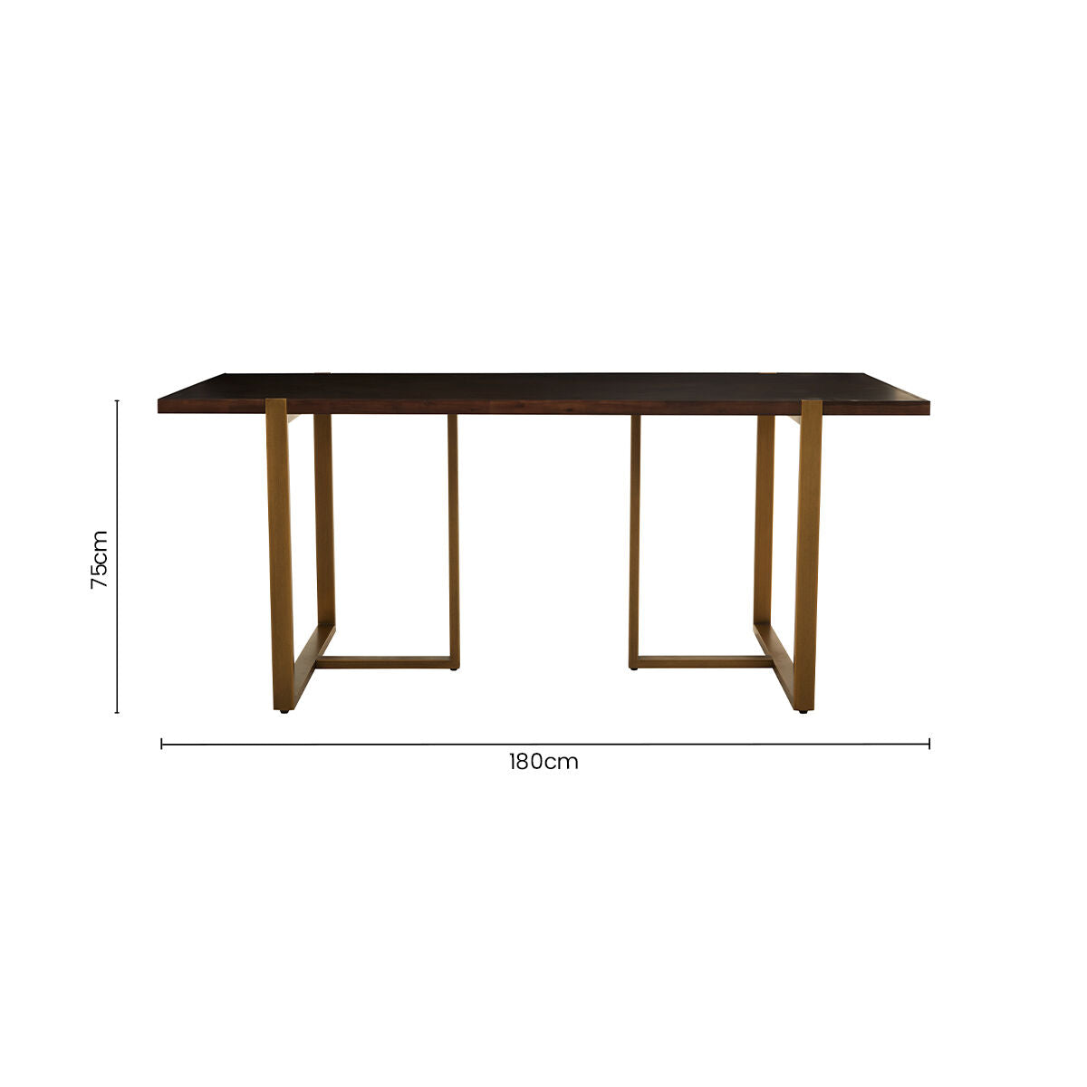 Brando Acacia Veneer Dining Table with Antique Brass Finish Legs