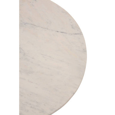 White Carrara Marble Top Side Table with Gold Iron Base, Amira
