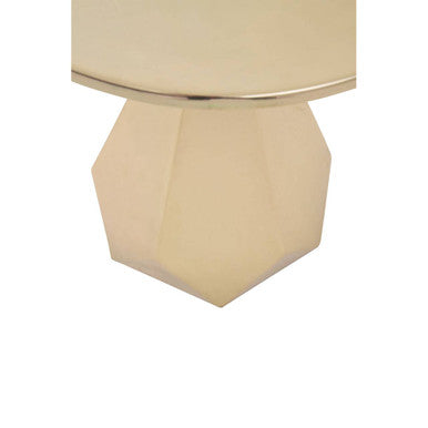 Shiny Gold Side Table with Chunky Geometric Solid Base, Amira