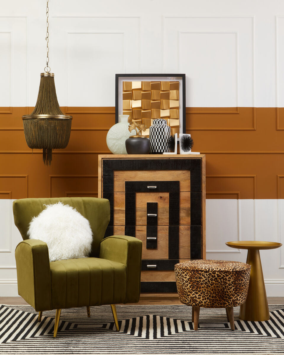 Gold Finish Aluminium Round Side Table with Pedestal Base and Raised Edge Top, Pali
