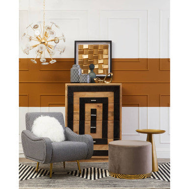Gold Finish Aluminium Round Side Table with Pedestal Base and Raised Edge Top, Pali