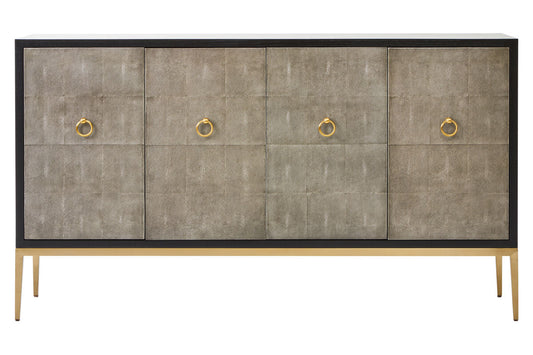 Grey Shagreen Effect 4 Door Sideboard | Deruta