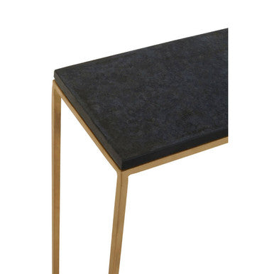 Black and White Marble Console Table with Gold and Black Metal Frame, Corra