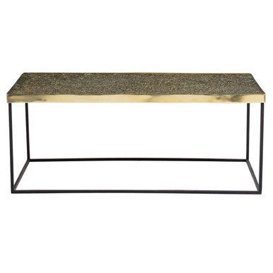 Gold Finish Coffee Table with Black Metal Interconnected Legs, Akola