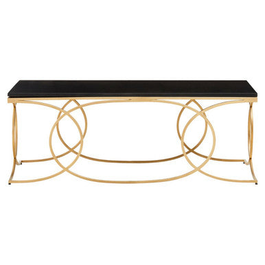 Black Marble Top Coffee Table with Gold Finish Stainless Steel Frame, Kia