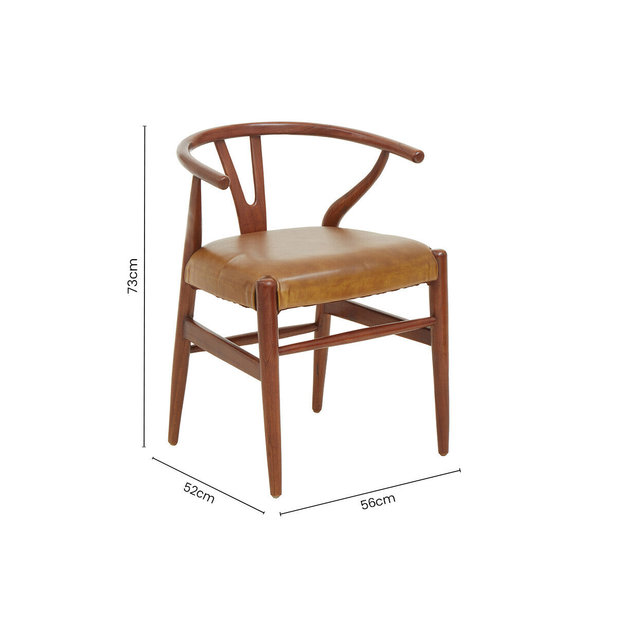 Kendari Tan Leather Wishbone Dining Chair