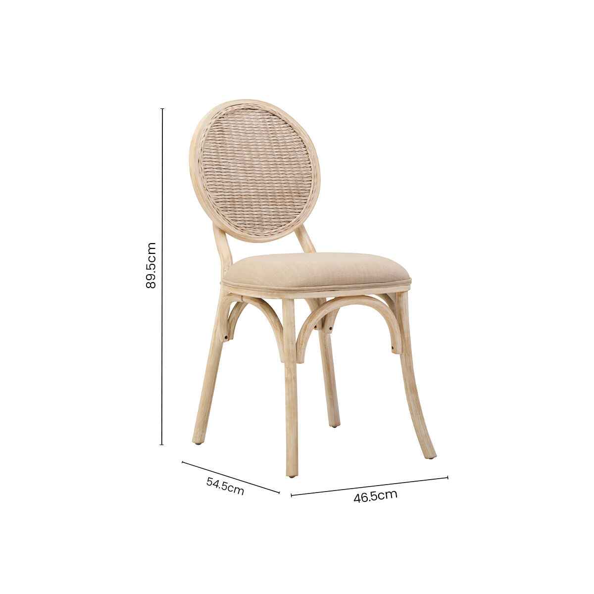 Cebu White Wash Wood and Rattan Dining Chair with Beige Seat