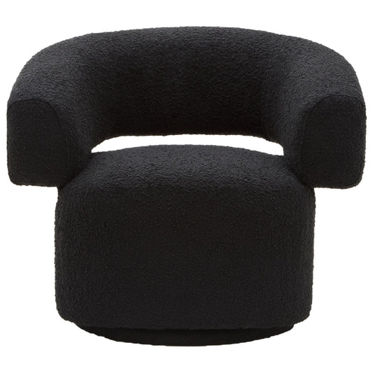 Black Boucle Curved Swivel Armchair | Oliveto