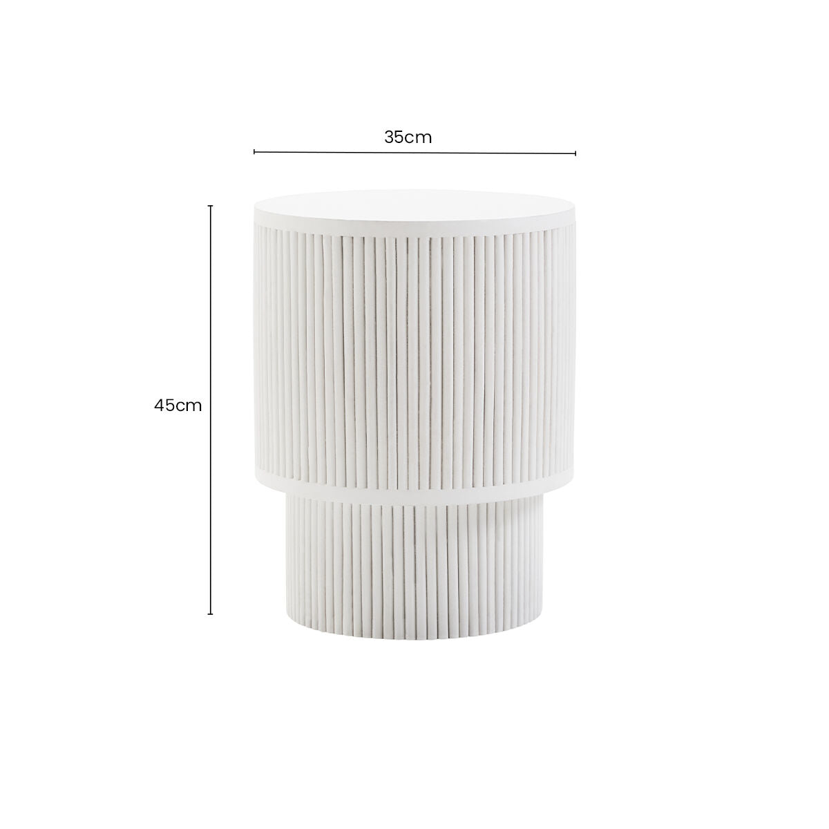 Walsa Whitewash Mango Wood Side Table with Ridge Detail