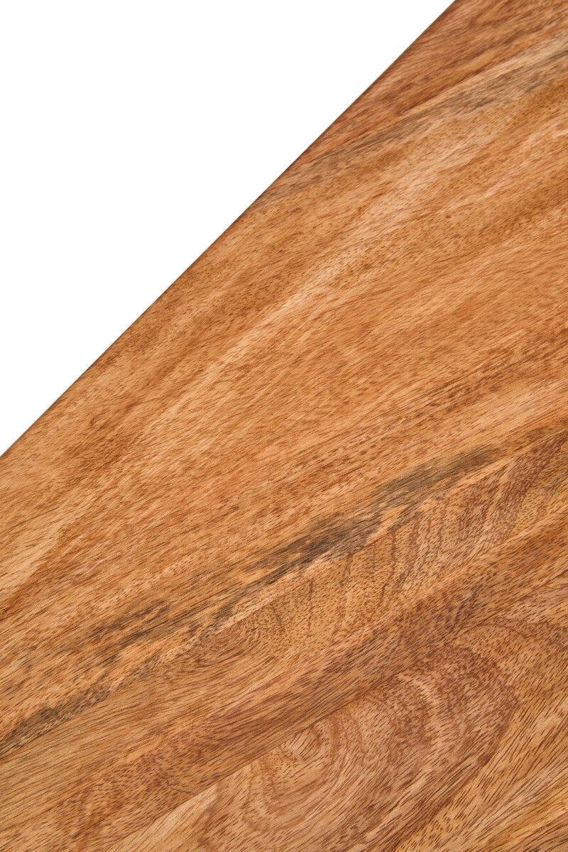 Natural Finish Mango Wood Pedestal Coffee Table with Ridged Base, Walsa
