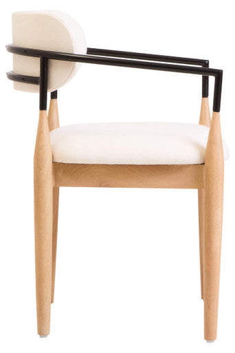 Persolo Cream Textured Dining Chair with Wood Frame