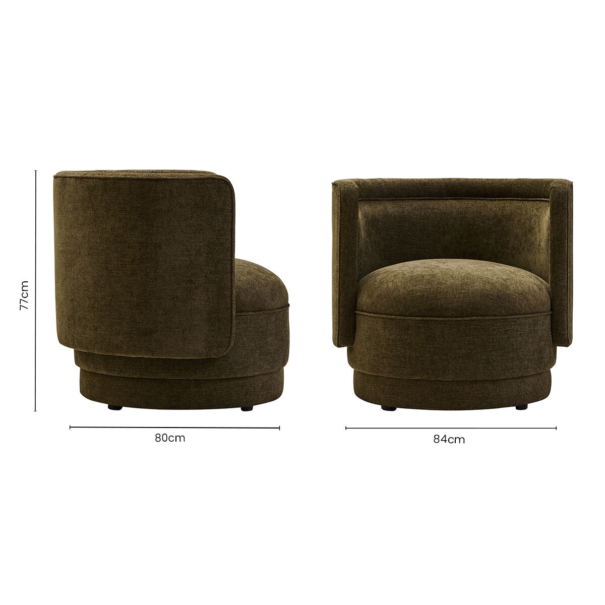 Drake Forest Green Chenille Curved Chair