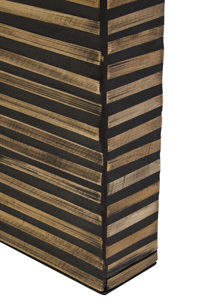 Natural Bamboo Inlay Curved Console Table with Sculptural Striped Design, Bambusa