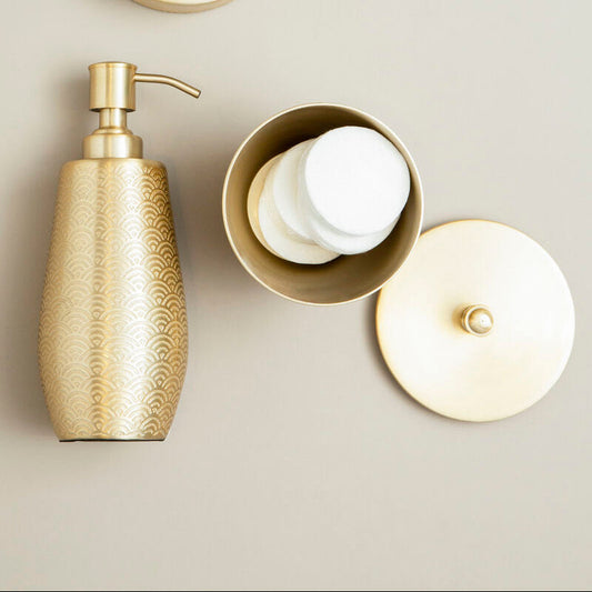 Allegra Gold Aluminium Bathroom Jar with Etched Detail