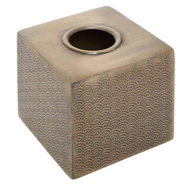 Allegra Gold Aluminium Tissue Box with Etched Detail
