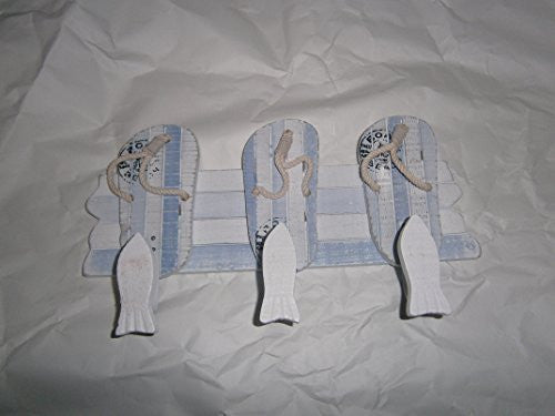 Flip Flop Coat Rack Hooks - Small White Wooden Beach Seaside Decor - Shabby Chic