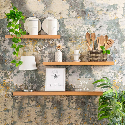 100cm Brown Modern Floating Shelves - Pack of Two