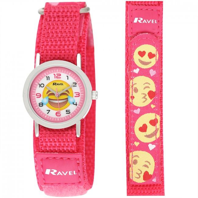 Ravel Childrens Velcro Emoji Watch Blue/Pink R1507.58 - CLEARANCE NEEDS RE-BATTERY