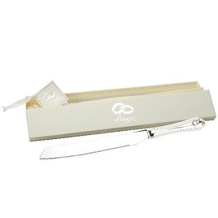 Silverplated Cake Knife with 2 Wedding Rings