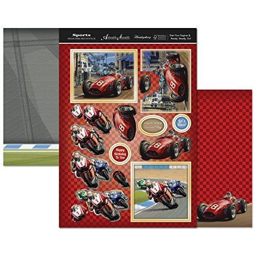 Sports & Leisure decoupage Set A4-Start Your Engines Ready, Steady, Go