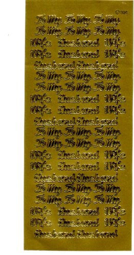 To My Wife / Husband Peel Offs Gold 324 = 2 Sheets
