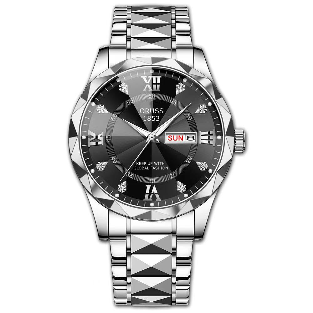 Dual-calendar Mens Quartz Casual Watch