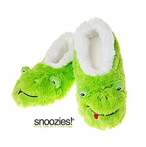 Childrens Animal Soft Sherpa Fleece Fluffy Slippers (12-13 UK SMALL, LIME FROG)