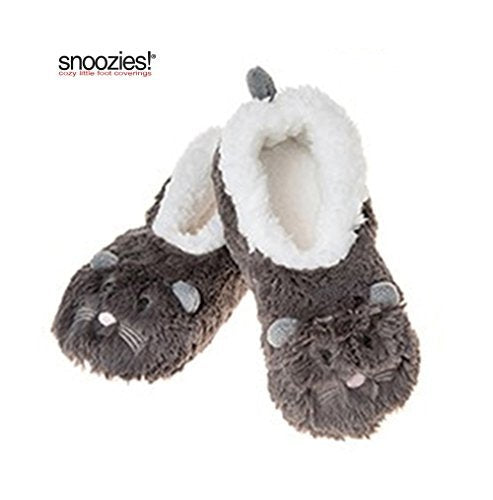 Childrens Animal Soft Sherpa Fleece Fluffy Slippers (12-13 UK SMALL, GREY MOUSE)