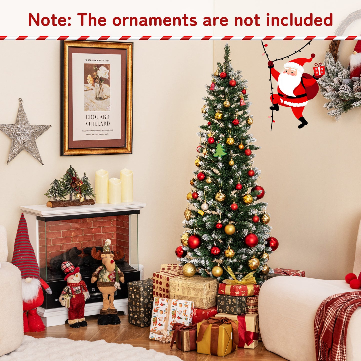 5/6 FT Artificial Christmas Tree Pre-lit Xmas Tree with 150/250 Multi-color and Warm White Switchable LED Lights-6FT