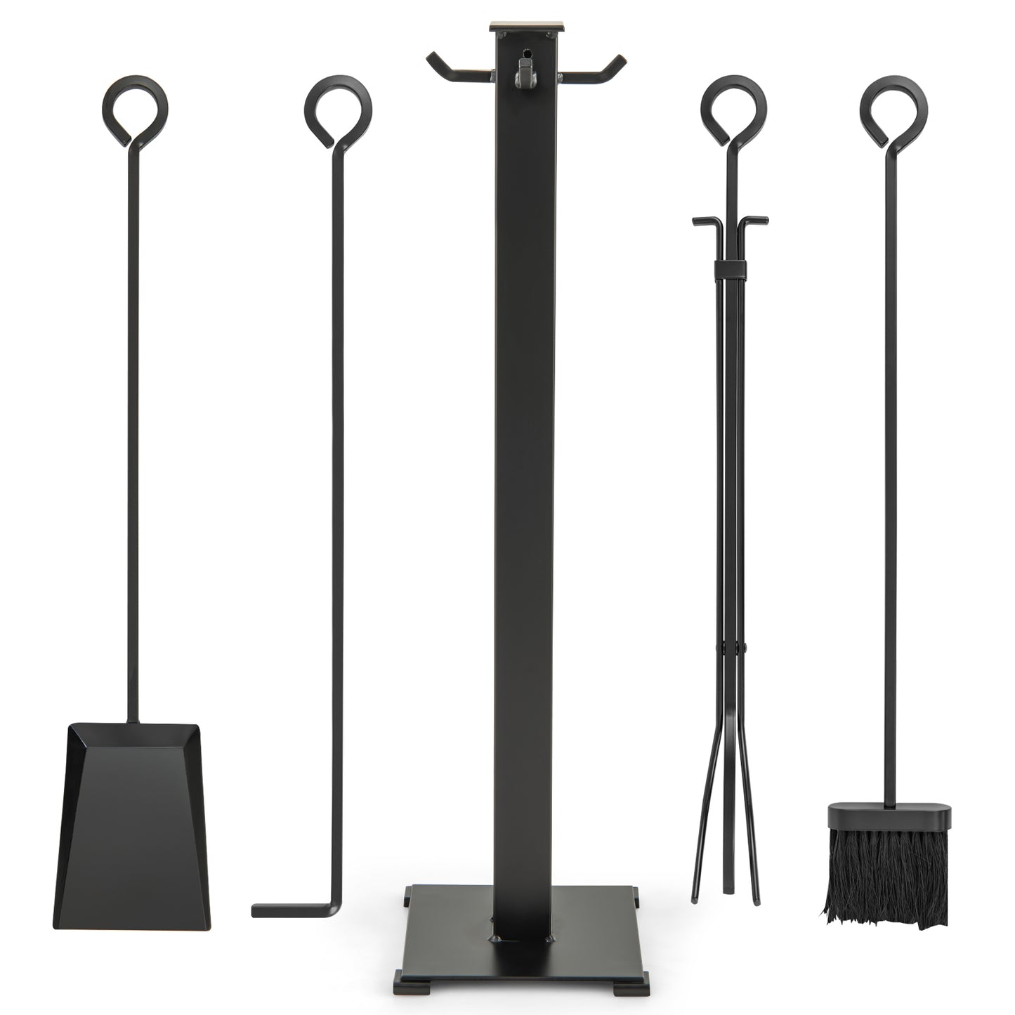 5 Pieces Fireplace Tools Set with Poker and Base Stand Holder