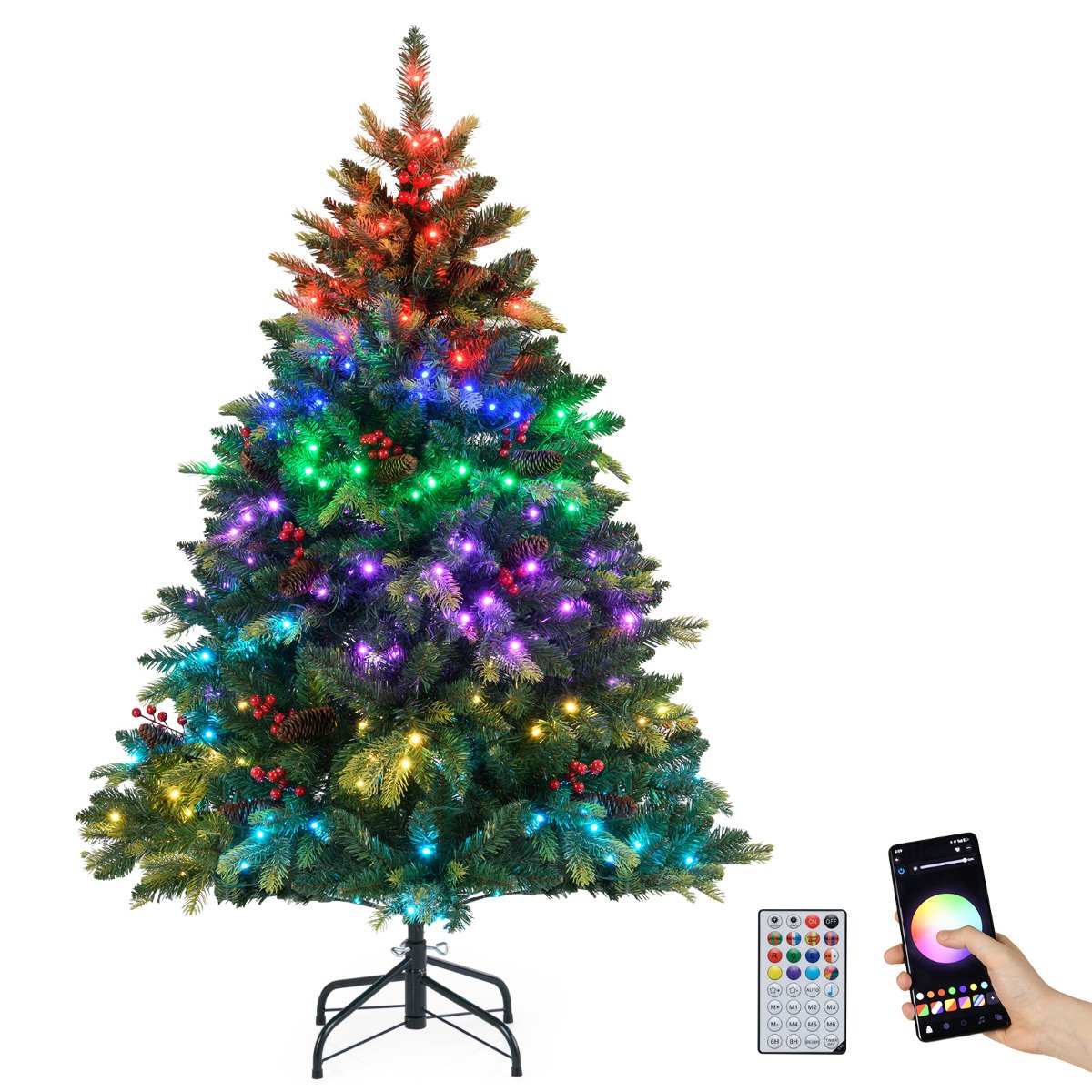 Artificial Christmas Tree Hinged Xmas Tree with Branch TipsA and Natural Pine Cones-5 ft