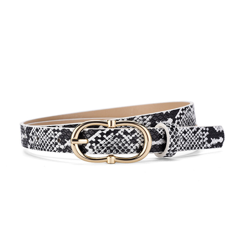 Versatile Snake Print Leather Belt For Women