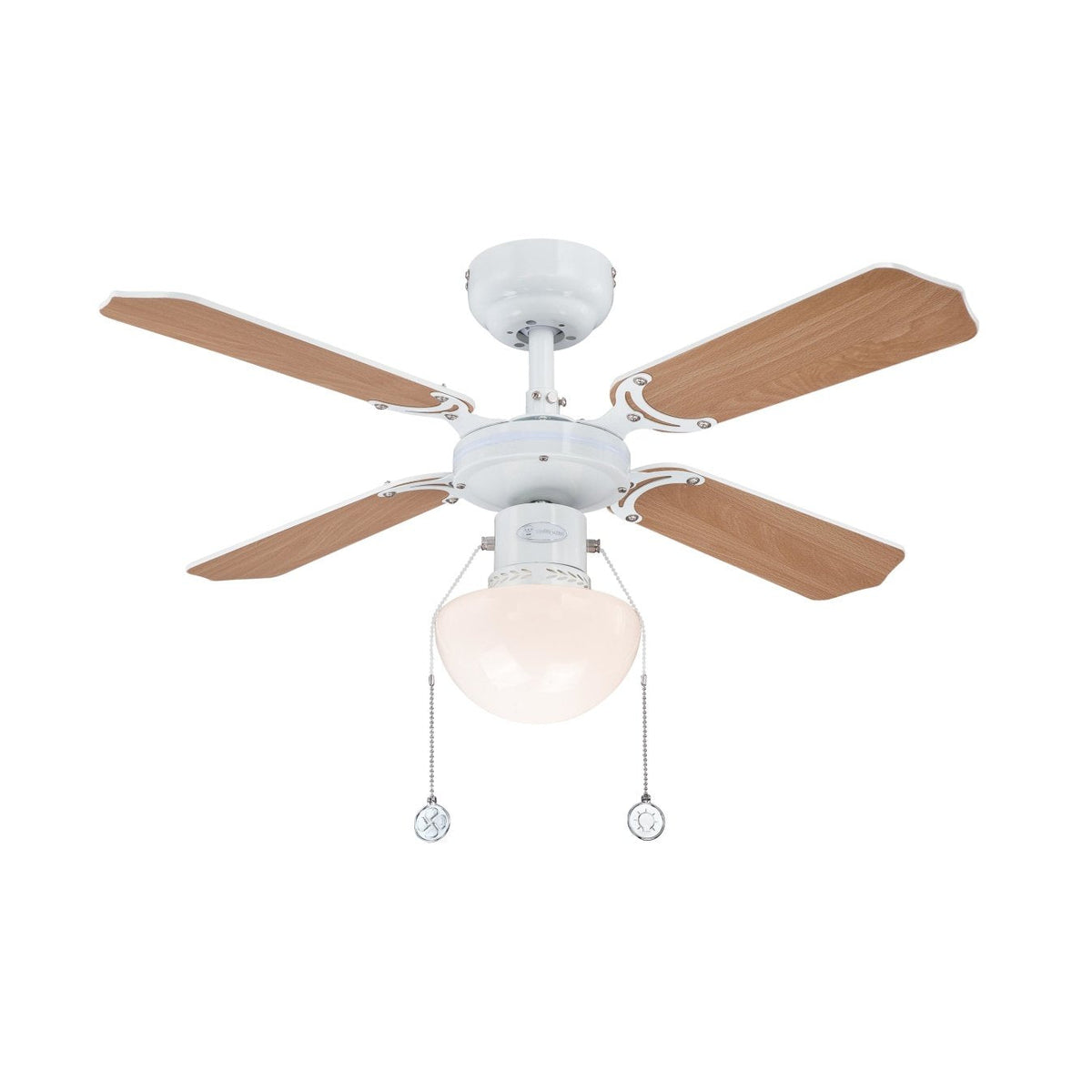 Westinghouse Lighting Portland Ambiance Indoor Ceiling Fan, Metal, e27, 1 W, White Finish with Reversible White/Beech Blades
