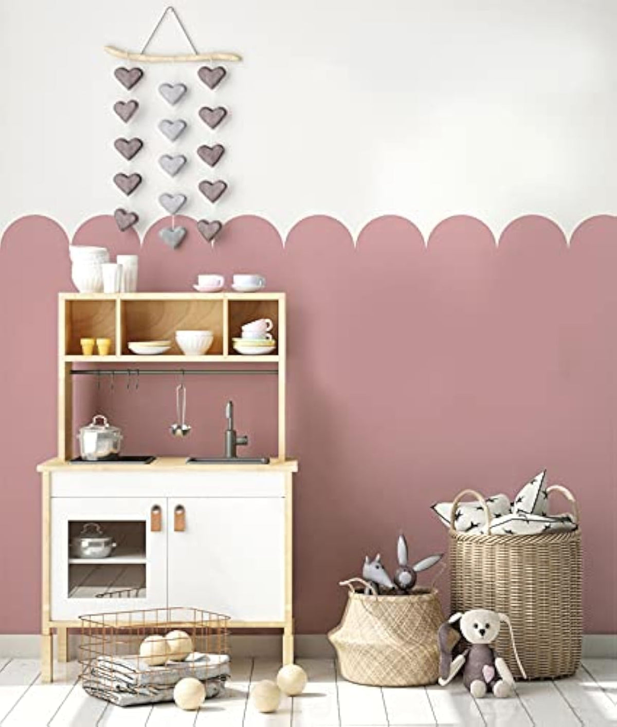 Scallop Border Nursery Wall Stencil, Nursery Room Decor - Paint Entire Room with one Stencil! (Size XL - 12.5X100CM)