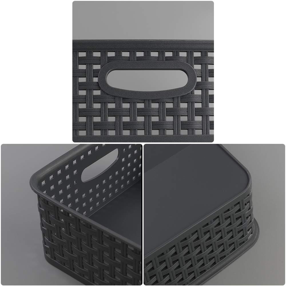 Cadineer A4 Storage Baskets, Plastic Office Paper Trays, Grey, 6 Pack