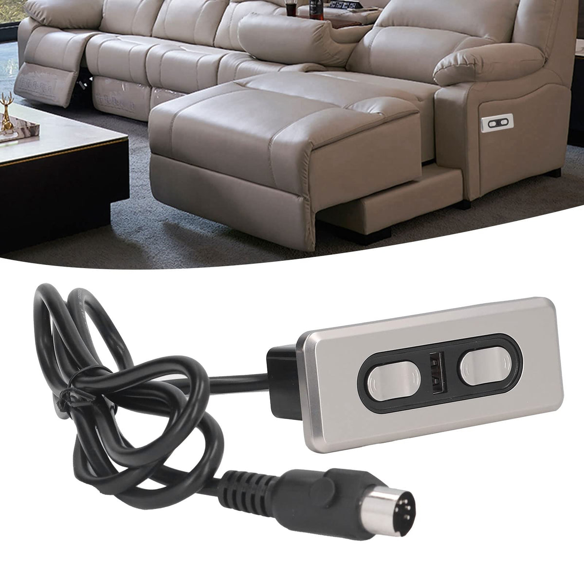 Electric Sofa Controller, Dual Motor 12V/29V Electric Sofa Controller,Convenient and Reliable,with USB Charging Port 5P Lift Chair Control Switch