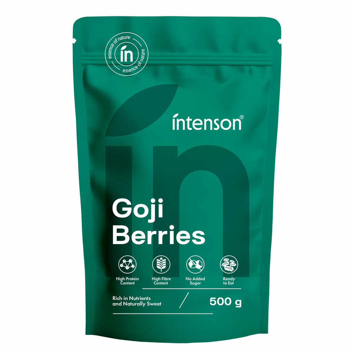 Intenson Dried Goji Berries, 500 g, Naturally Sweet Superfood, High in Fibre, Antioxidants and Plant Protein, Vegan, Gluten-Free, No Added Sugar