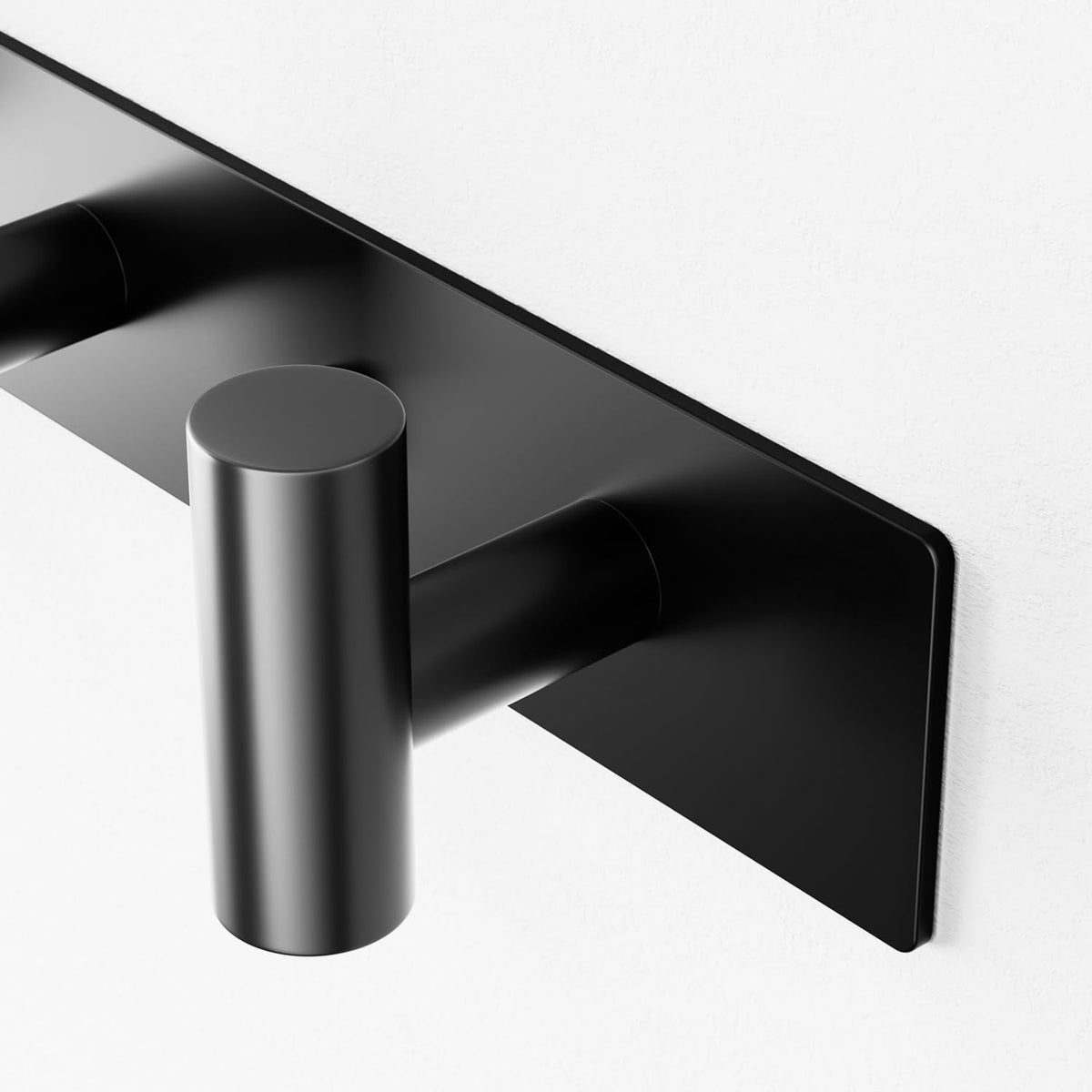 Black Wall Mounted Coat Rack – 4 T-Shaped Hooks on 12.6" Metal Rail (1 Pcs)