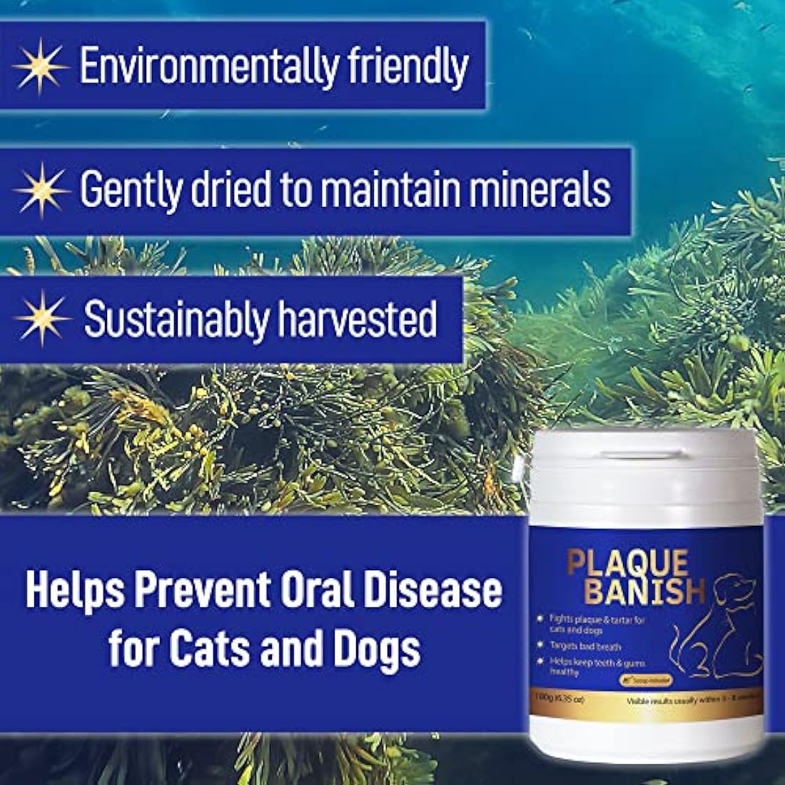 Plaque Banish 100% Natural Plaque Off 180g for Dogs | Tartar Remover | Freshen Breath for Dogs & Cats | Prevent Gum Disease & Promote Dental Health
