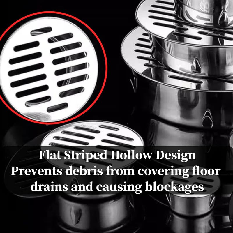 Cover 304 Stainless Steel Drain Filters, Removable Anti-Clogging Round Flat Grate Cover for Balconies, Sinks, and Gardens
