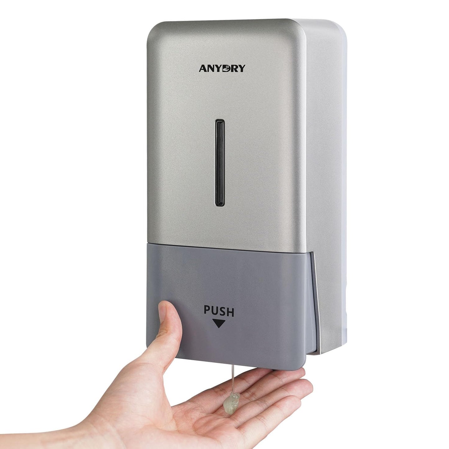 Anydry Wall-mounted Manual Pressurized Soap Dispenser, 800ml Capacity with Visual Window Soap Replacement, Perfect for Homes and Businesses 1006