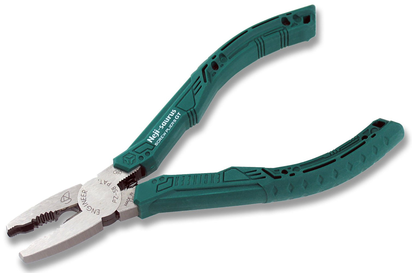 Screw Removal/gripping Pliers (Combi Style) with Unique Non-Slip Jaws for Quickly extracting Damaged Screws (Green Grips). Made in Japan. ENGINEER