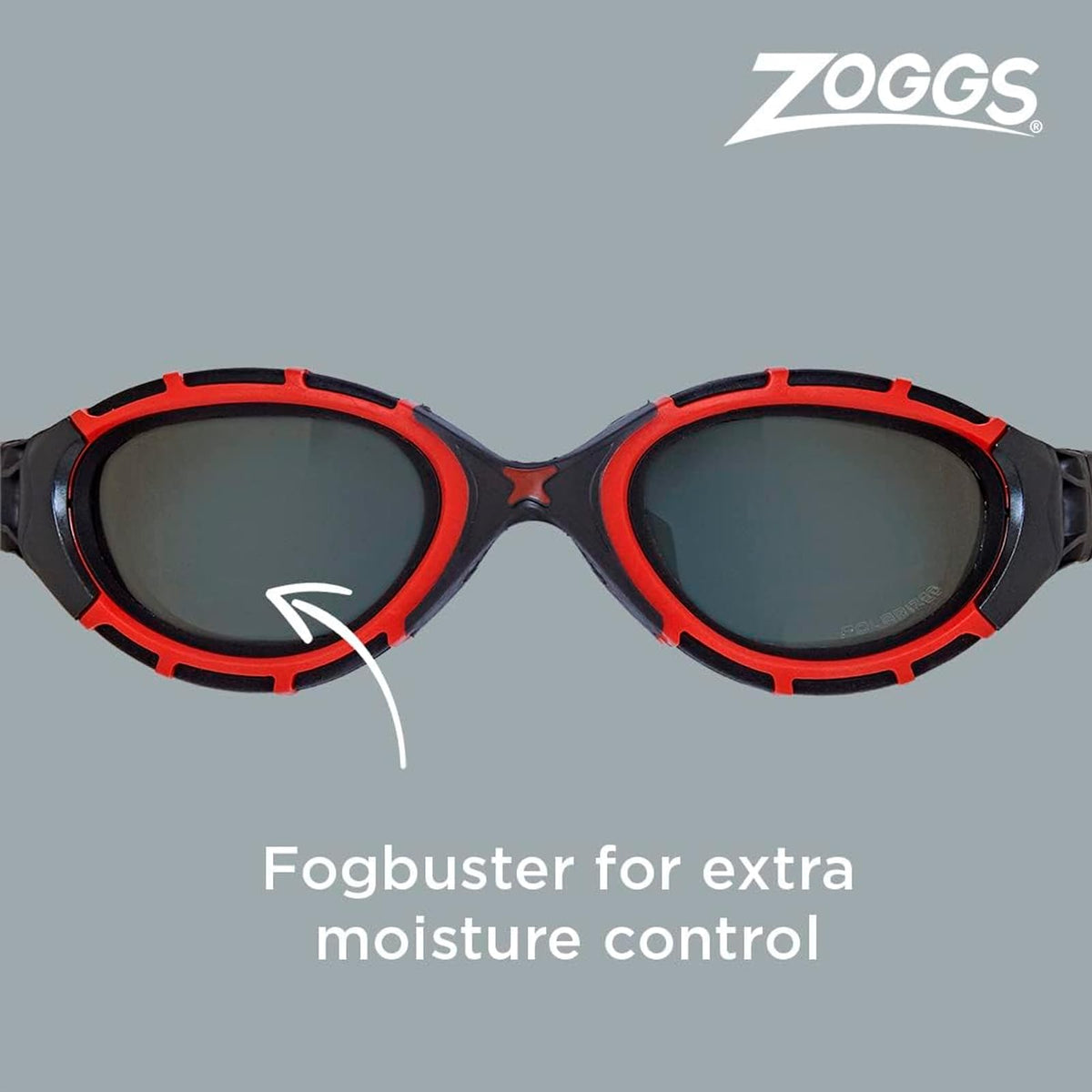 Zoggs Predator Flex Goggle, UV Protection Swim Goggles,Red/Black/Smoke Polarized, regular