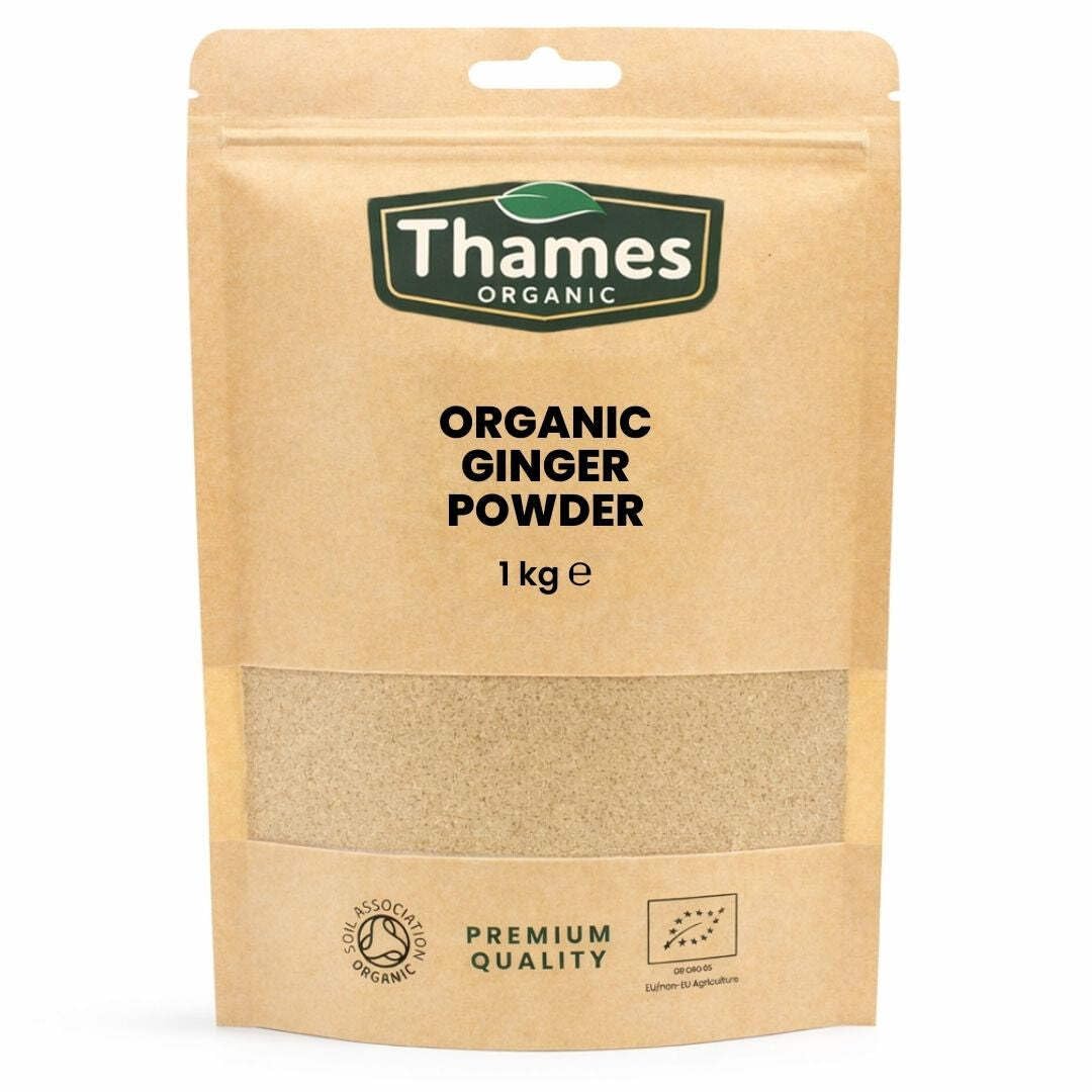 Organic Ginger Powder 1kg - No Additives or Preservatives - Raw, Vegan, GMO-Free, Certified Organic - Flavorful, Aromatic Spice for Cooking, Baking,