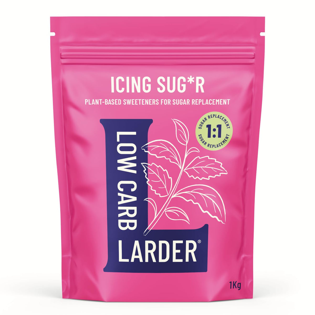 Low Carb Larder Erythritol Blend 1kg - Erythritol, Chicory Root Fibre & Stevia Plant Based Icing Sugar Alternative - Keto Friendly, 0g Net Carbs, Zero
